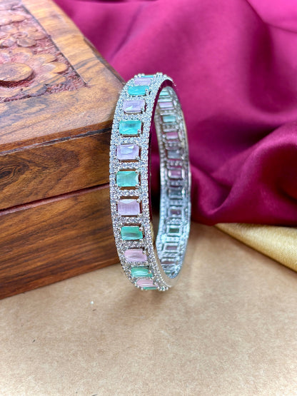 Mint Pink AD Stone Bangles