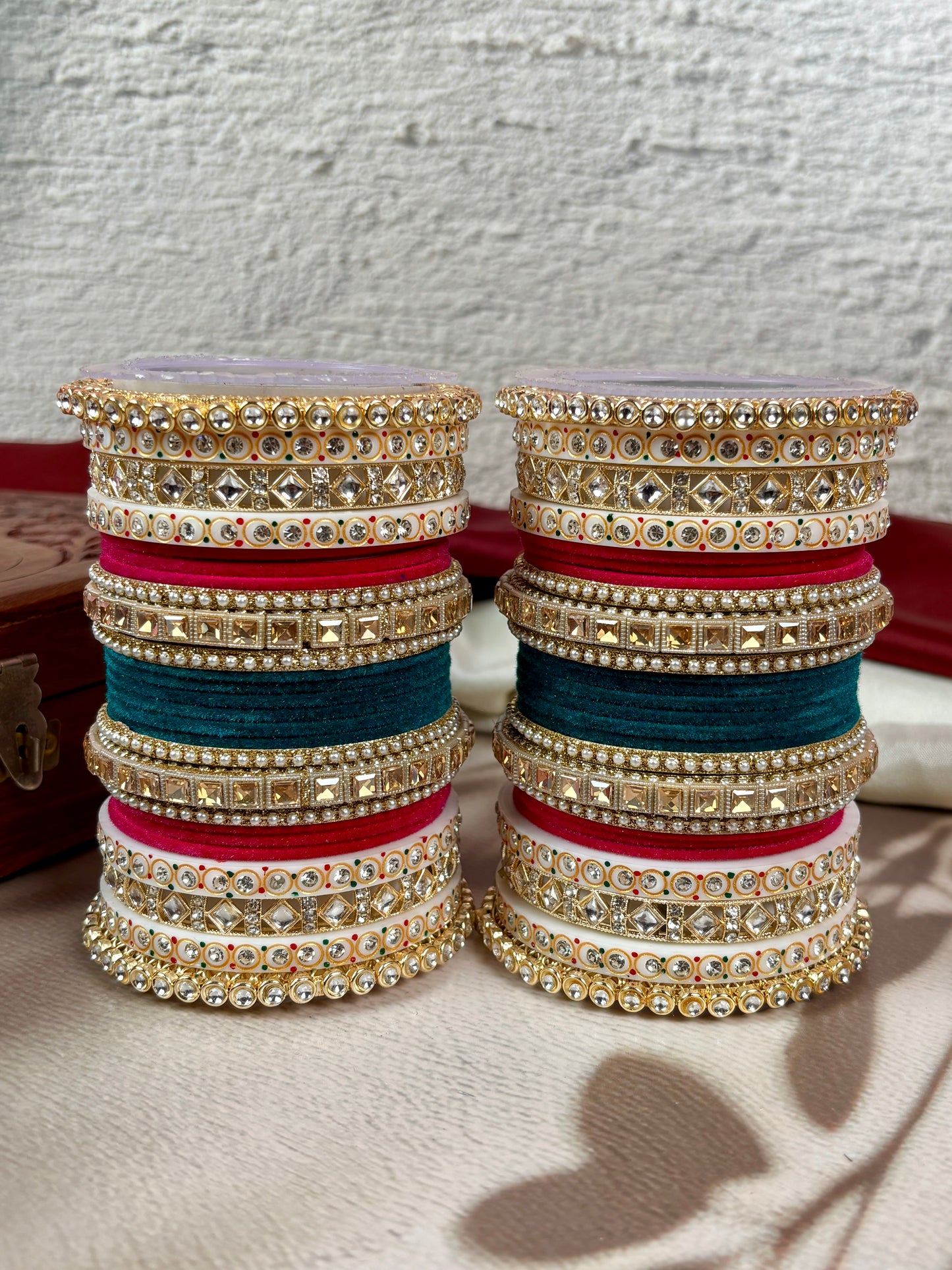 Bridal Kundan Velvet Bangles Set