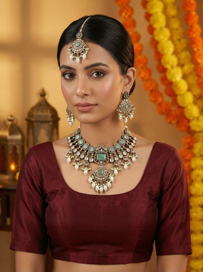 Mint Green Victorian Antique Jewelry Necklace