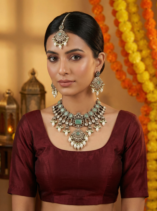 Mint Green Victorian Antique Jewelry Necklace