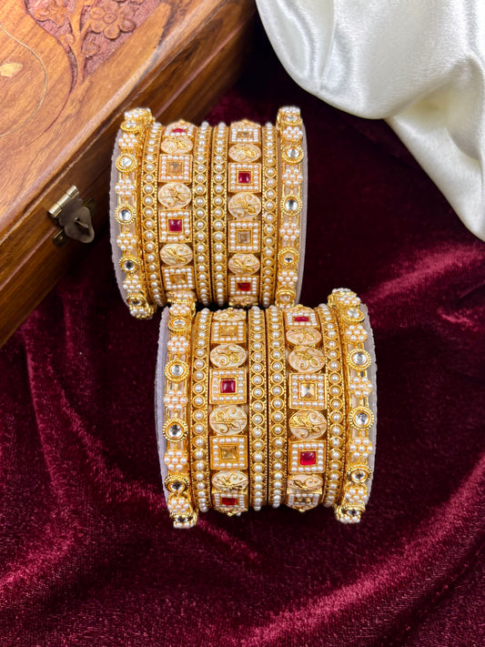 Traditional Pearl Gold Bangles