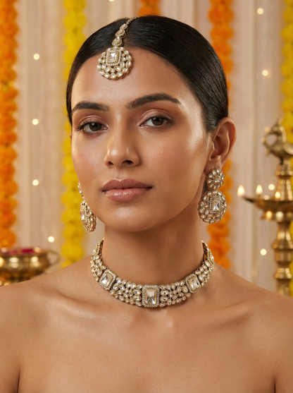 Kundan Choker Necklace Set with Earrings