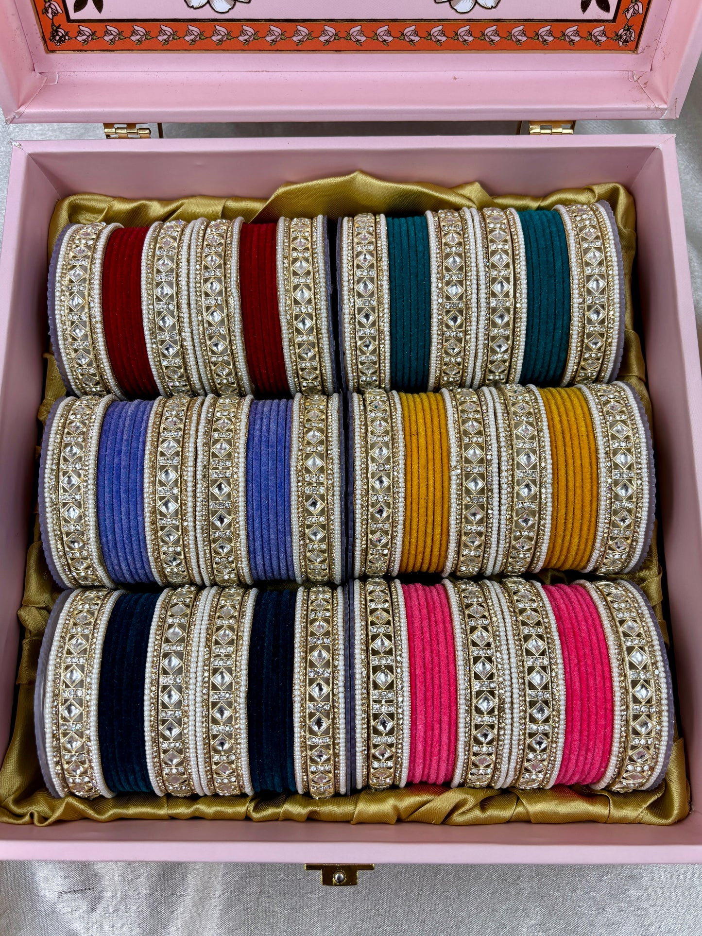 Velvet Kundan Combo Bangle Box for Women