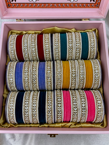 Velvet Kundan Combo Bangle Box for Women