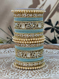 Pearl & Kundan Sky Traditional Bangles Set