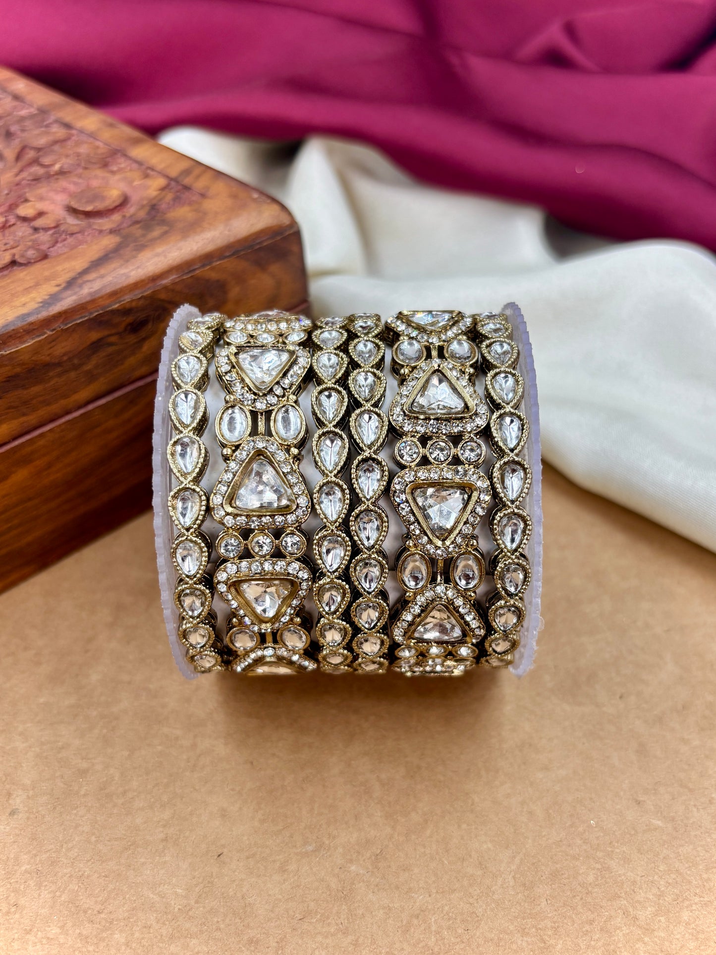 Antique Finish Kundan Bangles Set | Traditional Bridal Jewelry