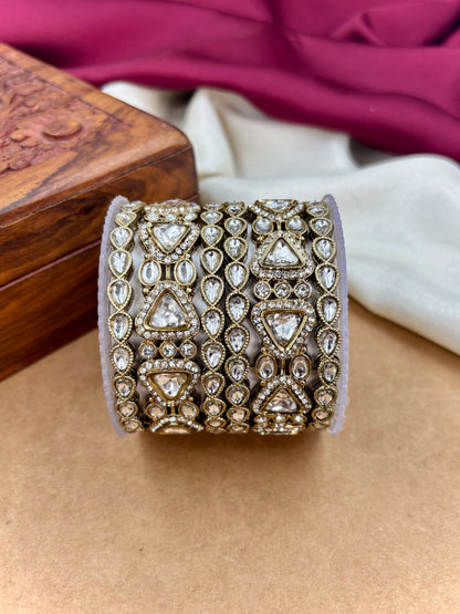 Antique Finish Kundan Bangles Set | Traditional Bridal Jewelry