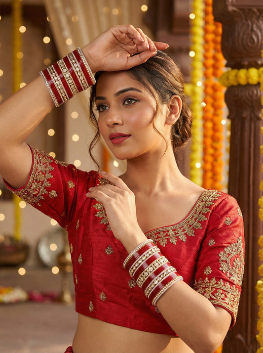 Classic Pearl Kundan Punjabi Bridal Chura Set