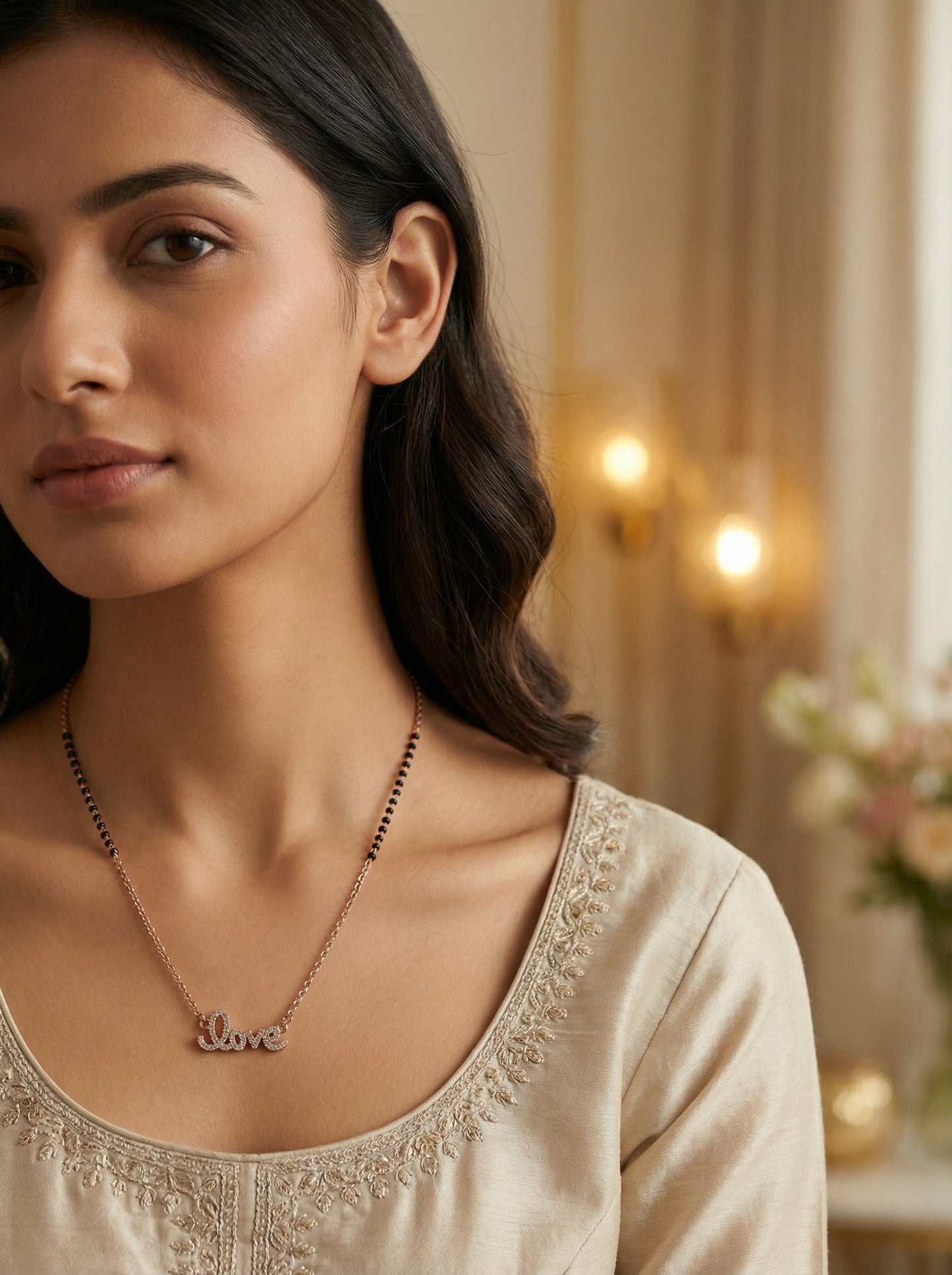 AD Mangalsutra for Women with Black Beads Chain