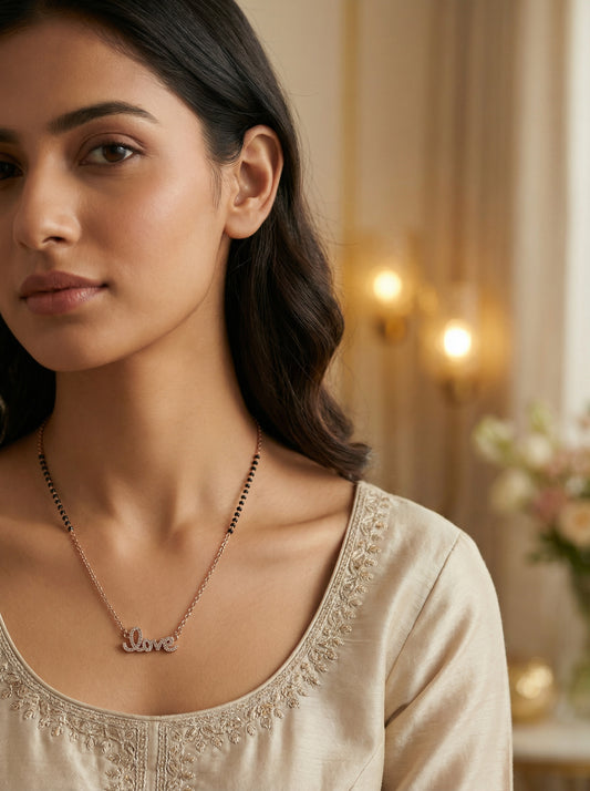 AD Mangalsutra for Women with Black Beads Chain