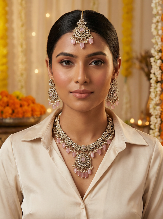 Royal Pink Victorian Bridal Necklace