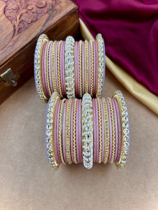 Ethnic Peachpink Pearl Kundan Set