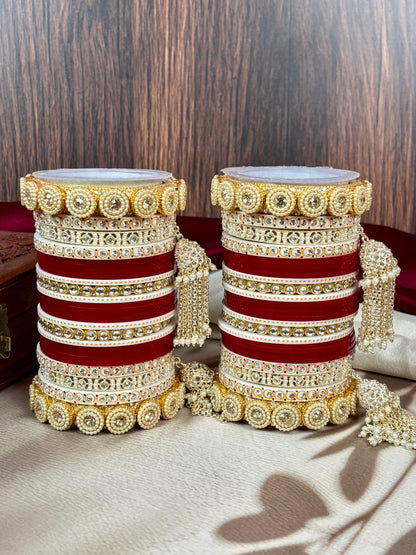 Traditional Red Hanging Punjabi Wedding Chura