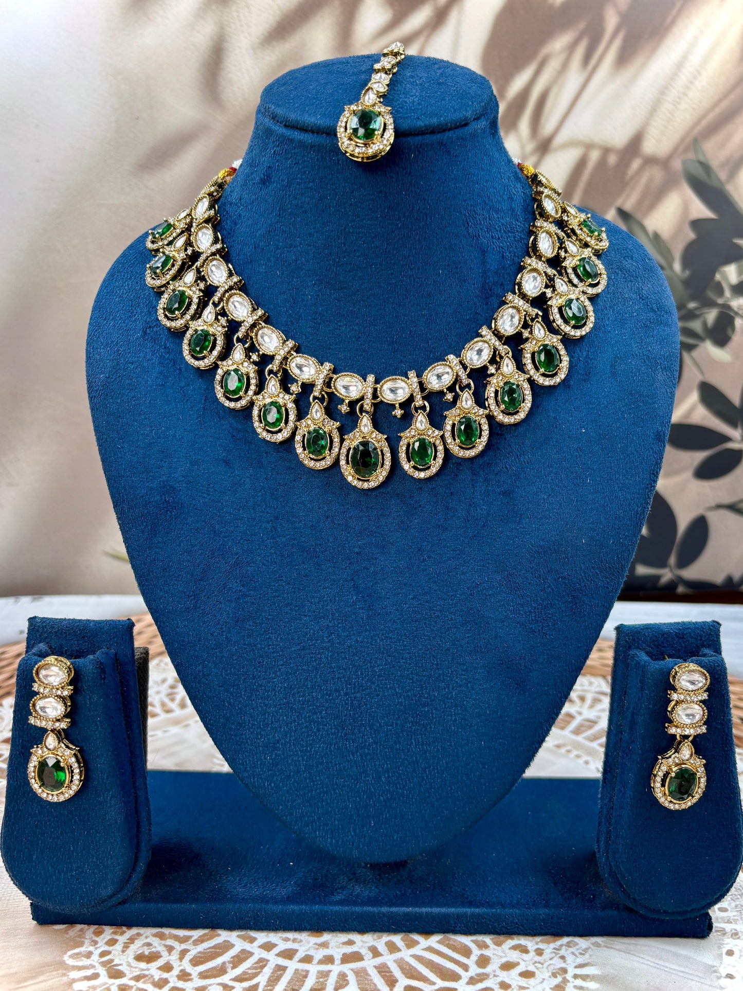 Indian Green Bridal Kundan Jewelery Set