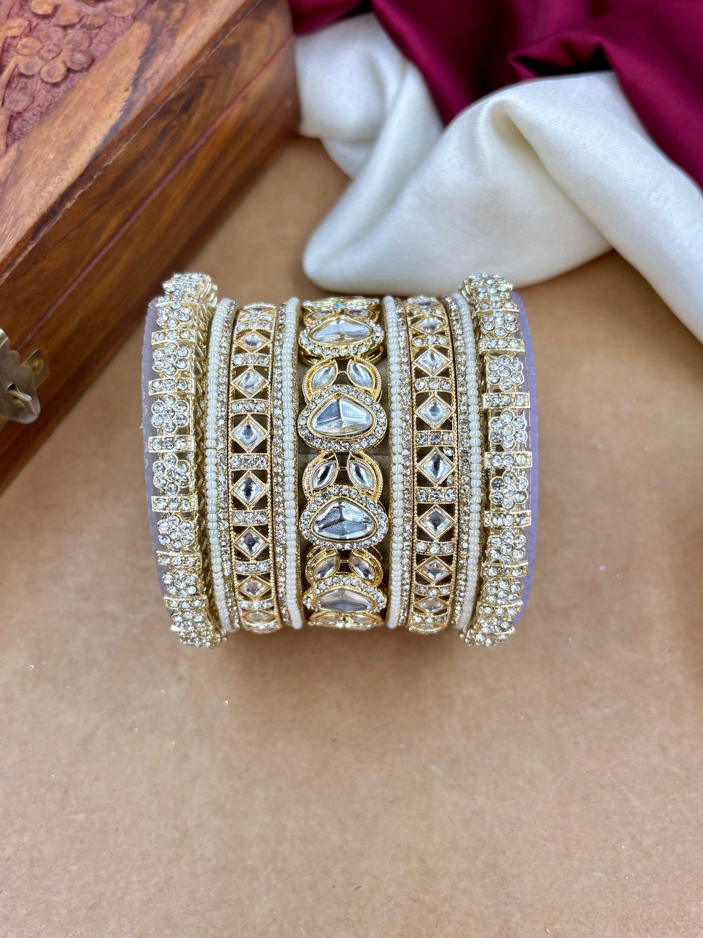 Bridal Pearl Kundan Bangles Set