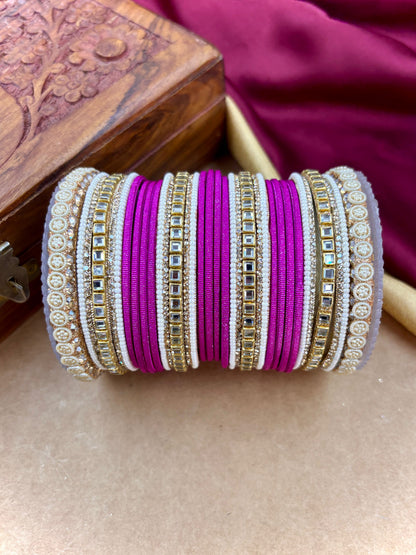 Traditional Rani Kundan Bangles