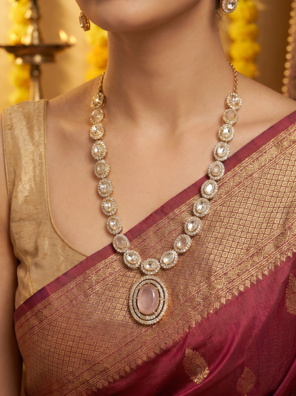 Long Antique Kundan Pink Necklace