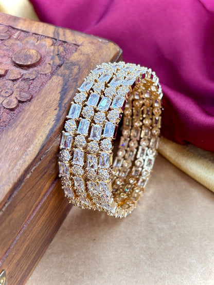 4PC Gold AD Stone Bangles