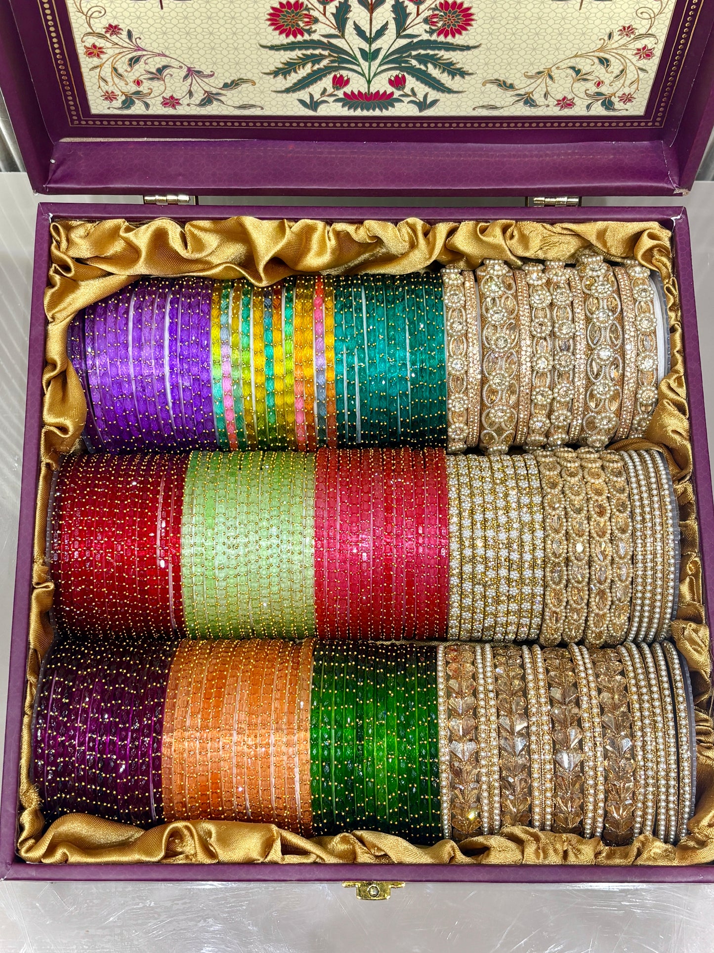 Colorful Glass Bangles Combo Box