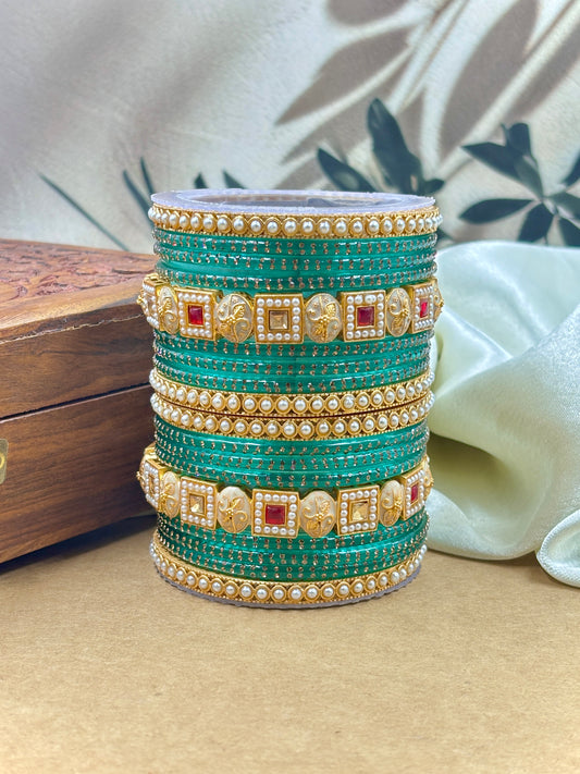 Trendy Rama Glass Bangles Set