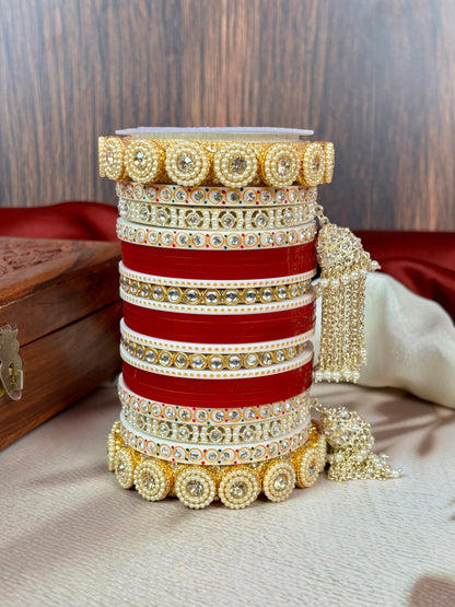 Traditional Red Hanging Punjabi Wedding Chura