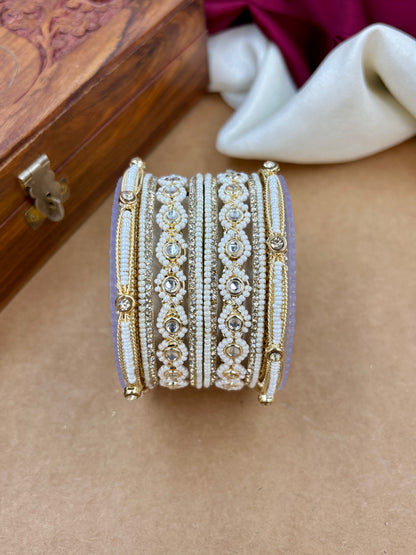 Pearl Kundan Bangles Set