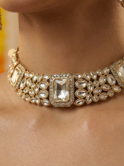 Kundan Choker Necklace Set with Earrings