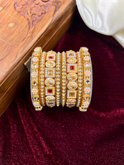 Traditional Pearl Gold Bangles
