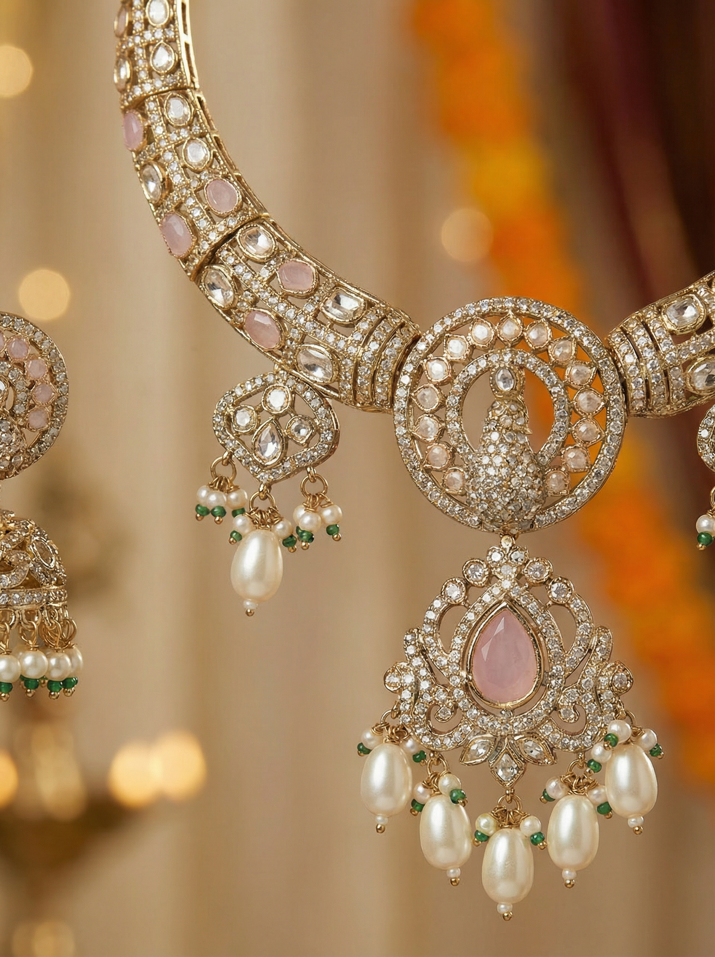 Pink Peacock Design Necklace for Women