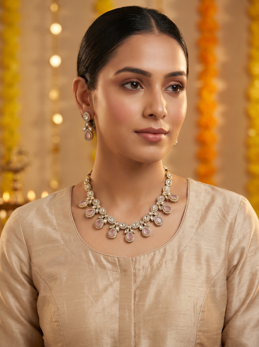 Party Wear Antique Pink Necklace