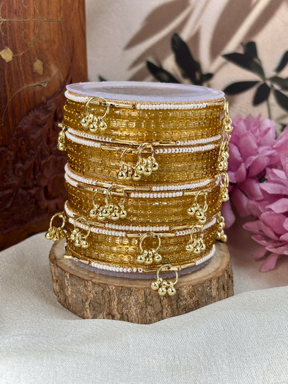 Kashmiri Ghunghroo Bangle Set - GOLDEN