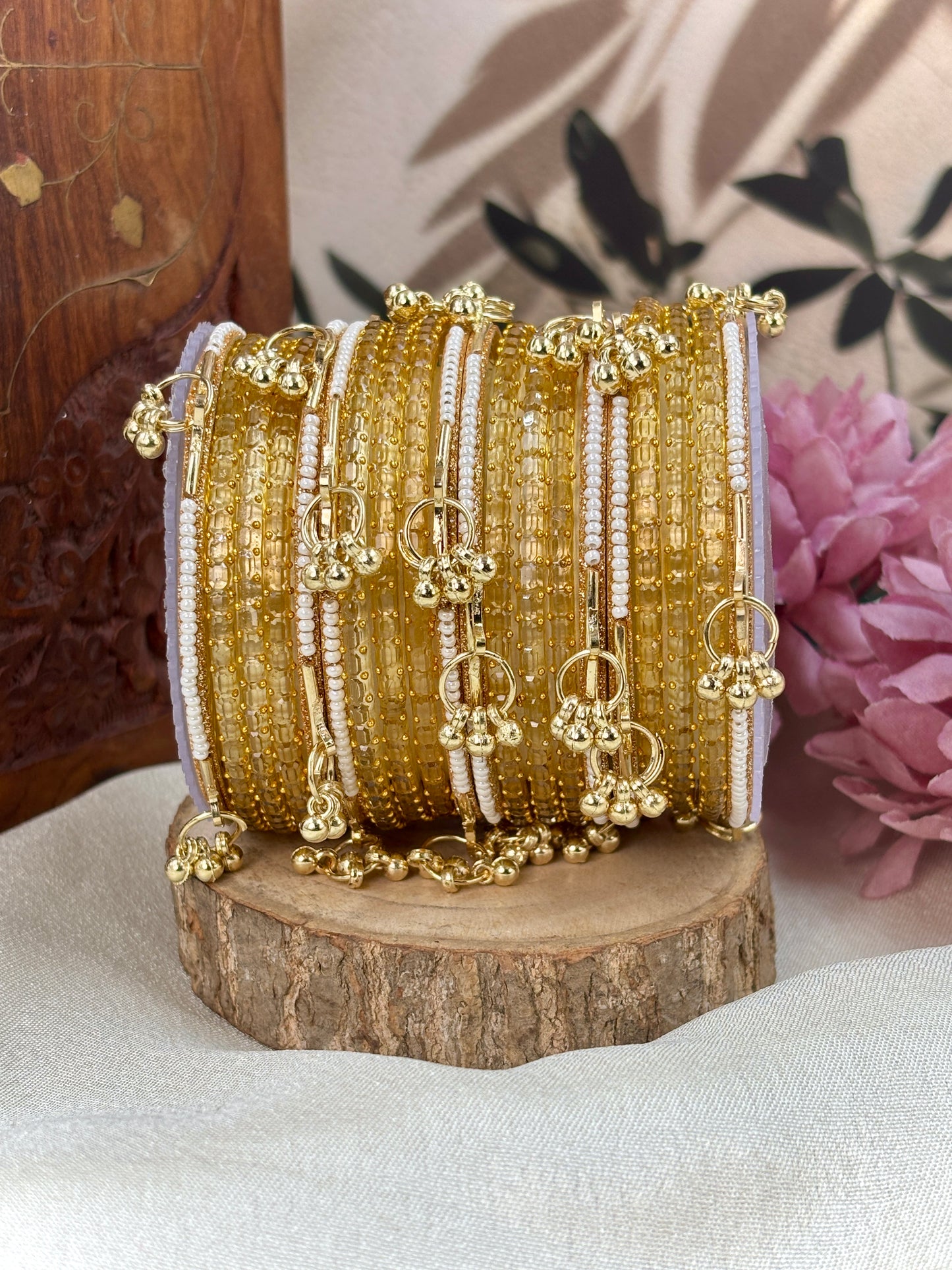 Kashmiri Ghunghroo Bangle Set - GOLDEN