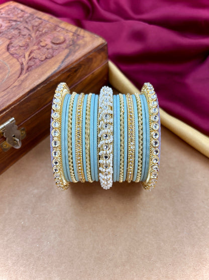 Ethnic Sky Pearl Kundan Set