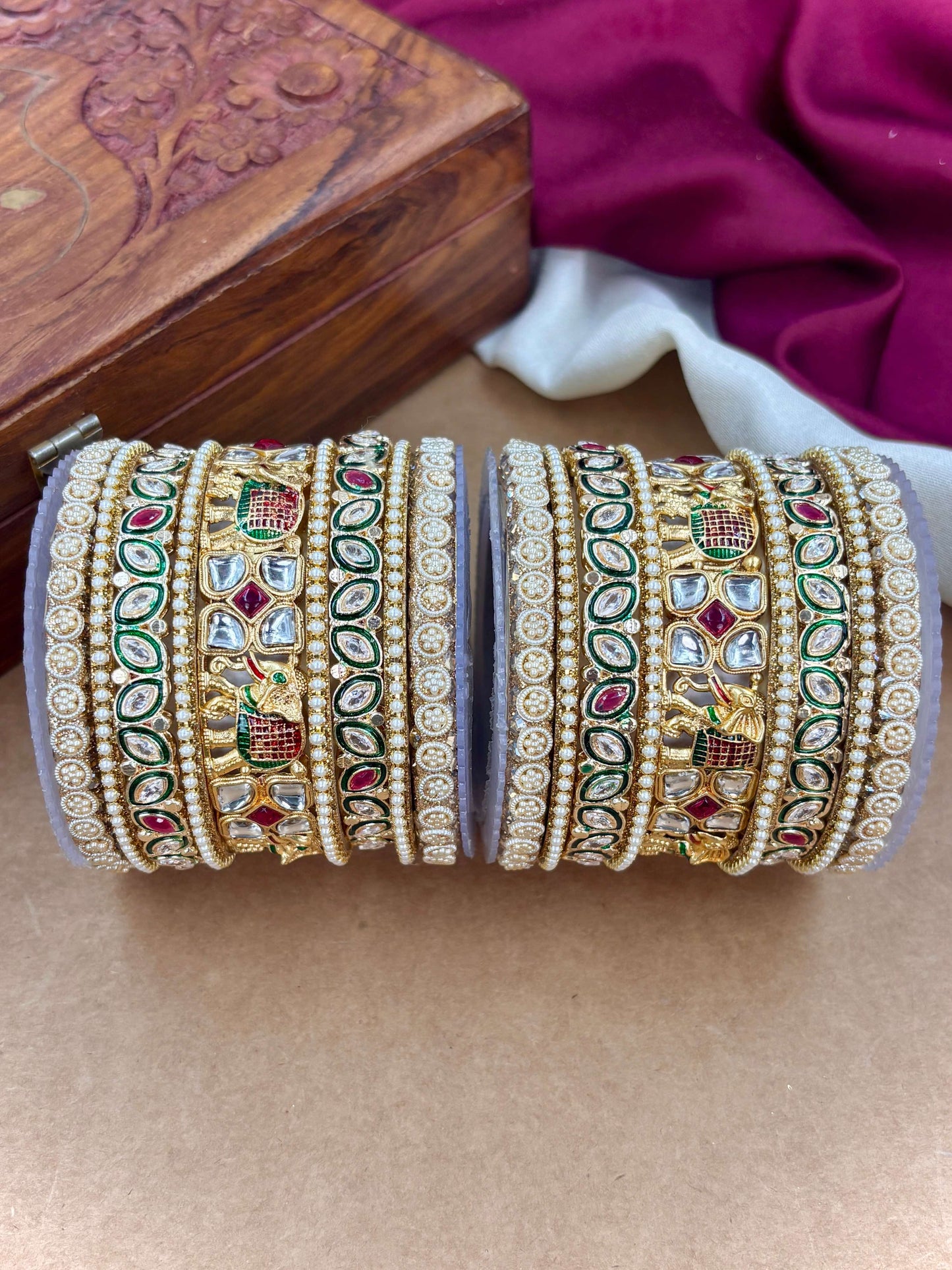 Ethnic Elephant Meenakari Bangle Set