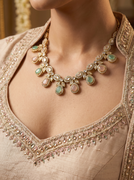 Party Wear Antique MintPink Necklace