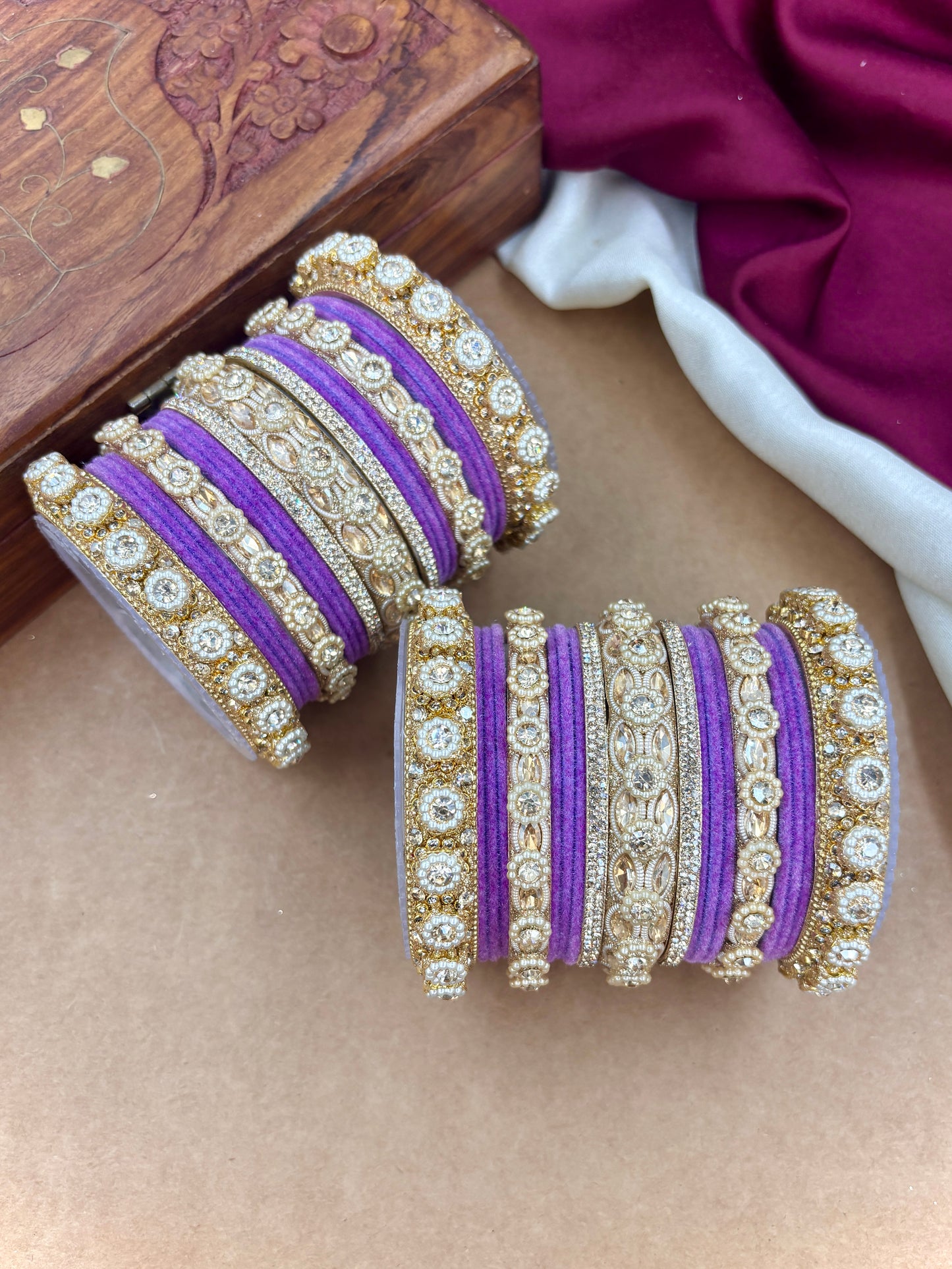 Royal Lavender Velvet Bangles Set