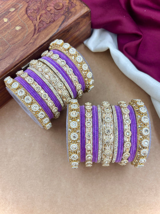 Royal Lavender Velvet Bangles Set