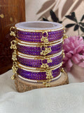 Kashmiri Ghunghroo Bangle Set - LAVENDER