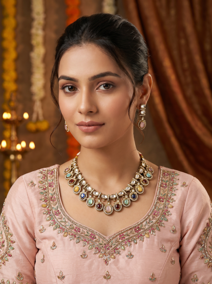 Indian Multi Bridal Kundan Jewelery Set