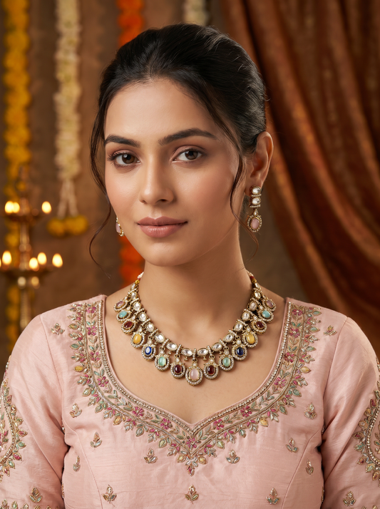 Indian Multi Bridal Kundan Jewelery Set