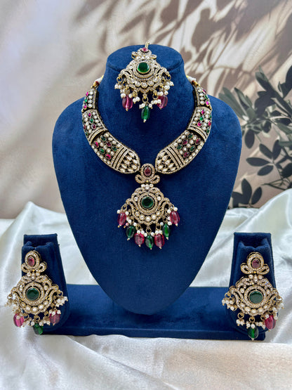 Victorian RaniGreen Kundan Necklace for Brides