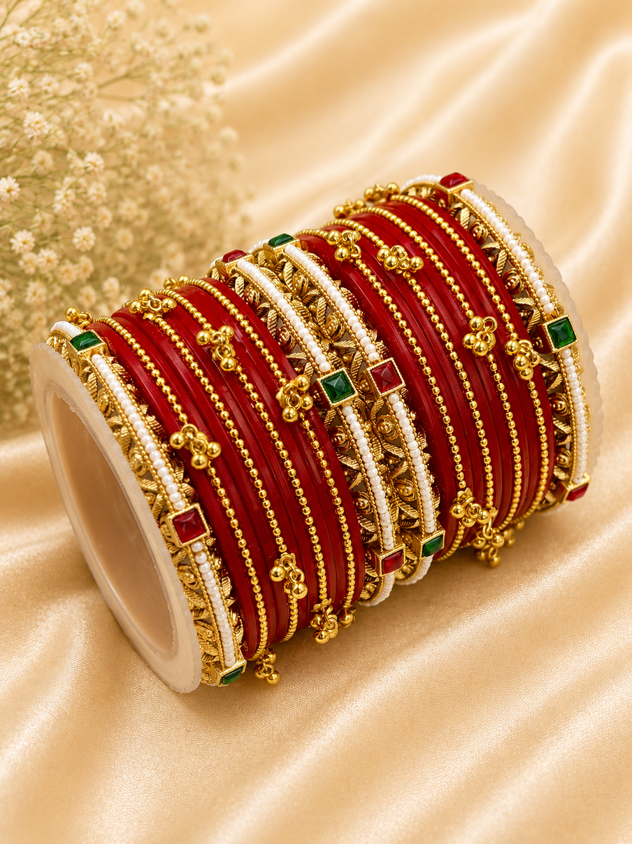 Traditional Red Bridal Chuda Set