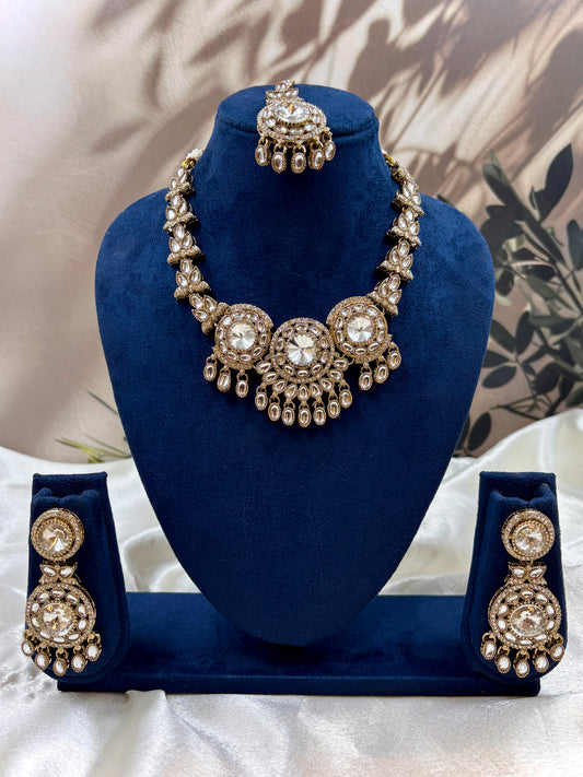 Antique Style Victorian Kundan Necklace Set