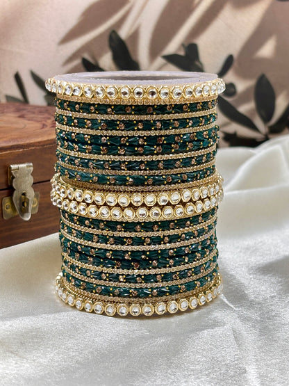 Rama Kundan Glass Bangles Set