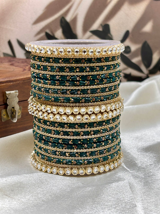 Rama Kundan Glass Bangles Set