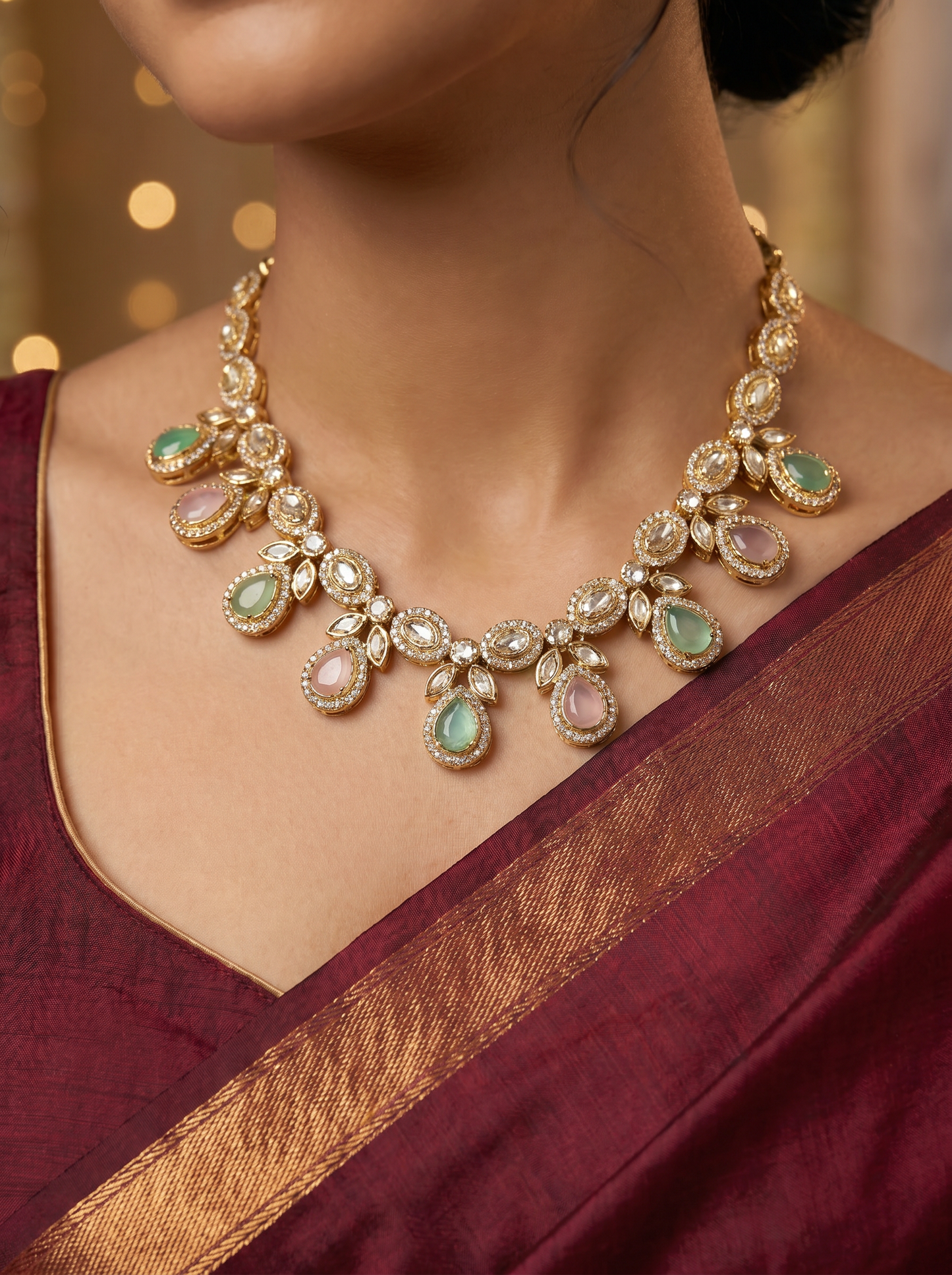 Party Wear Antique MintPink Necklace