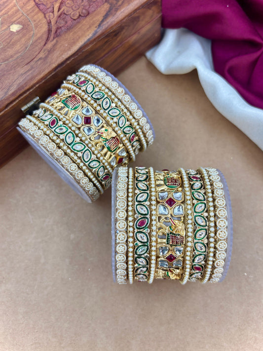Ethnic Elephant Meenakari Bangle Set
