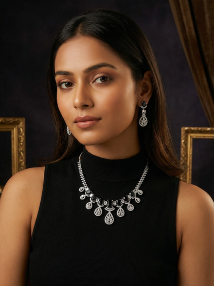 Black AD Stone Necklace Set