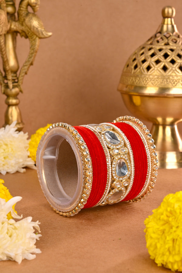 Gold Kundan Studded Bangle Set for Women | Elegant and Stylish Wedding Chuda By Hitesh Bangles