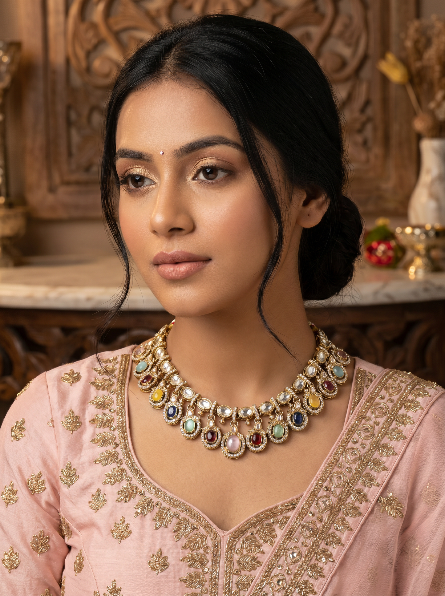 Indian Multi Bridal Kundan Jewelery Set